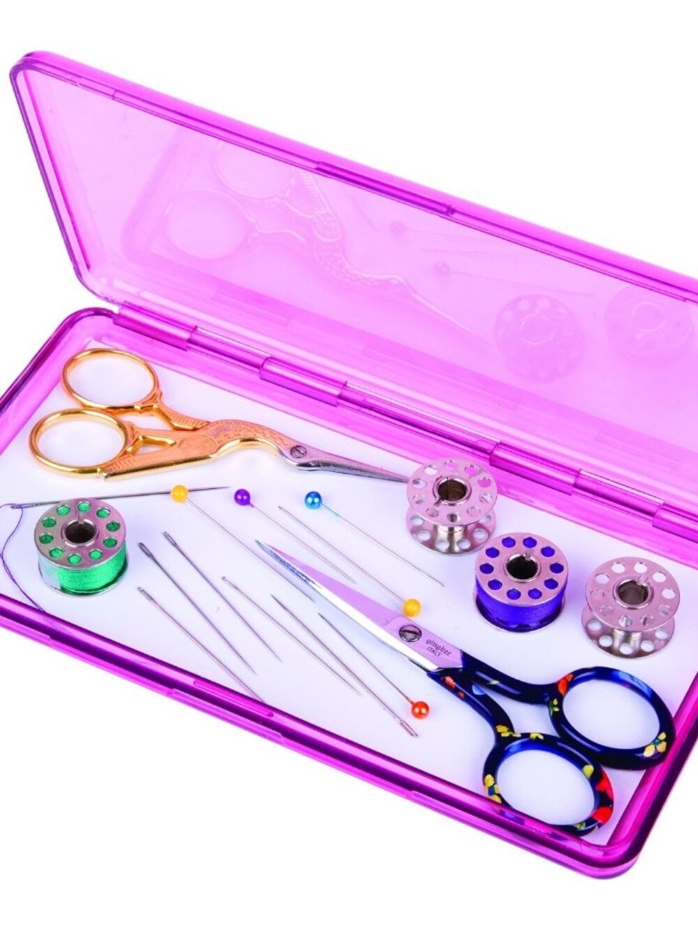 Sew-Lutions Slim Line Magnetic Craft Box, Translucent Raspberry